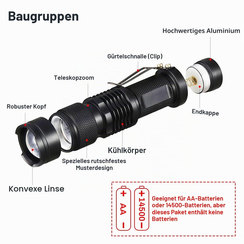 LIAISIMI Red Light Torch, Tactical Bright Powerful Red LED Torch,