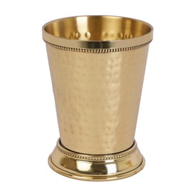 HANDTECHINDIA Brass Cocktail DRINKWARE Mint Julep Cups 12-Ounce Gold Finish Cocktail Tumbler for Moscow Mule OR Kentucky Derby (Hammered, 1)