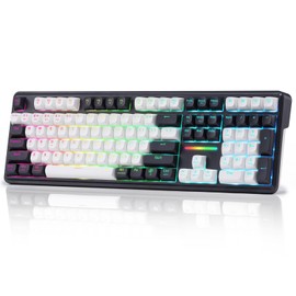 Redragon K745 PRO Wireless Gasket RGB Gaming Keyboard, 108 Keys Mechanical Keyboard w/Extra 4 Hotkeys, Hot-Swap Socket, 5-Layer Noise Dampening, See-Through Round PBT Keycaps, Mint Mambo Switch