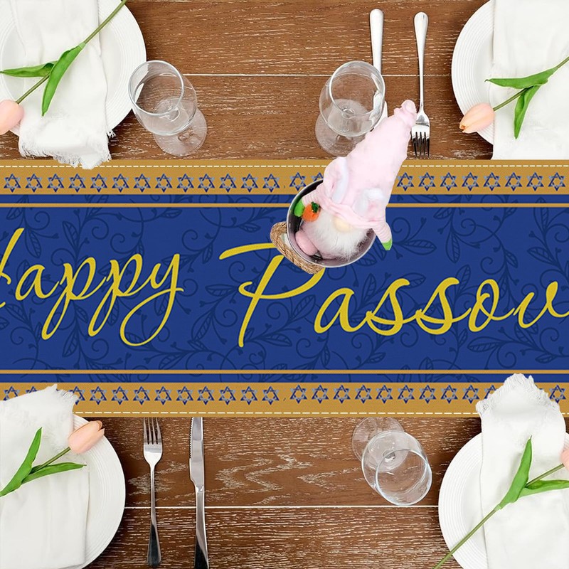 Happy Passover Table Runner Star of David Pesach Jewish Decorations