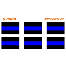 OwnTheAvenue 6 Pack Reflective Thin Blue Line License Plate Decals Stickers Police Trooper