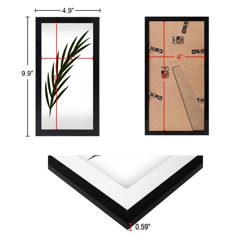 NAOKBOEE 4x9 Picture Frame in Black, Photo Frames with Plexiglass,