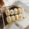 LemiVibe · "Amber Flower" Nail Tip Short 100% Handmade Nail