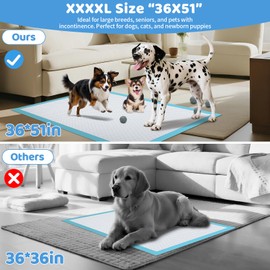 Gimars 130G Thicker Extra Large 36in x 51in Puppy Pads – XL Dog Pee Pads with Reinforced Edges for Large Breeds & Multi-Dog Homes, 100% Leakproof, 48H Absorption, Indoor Training & Floor Protection