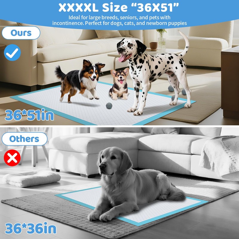 Gimars 130G Thicker Extra Large 36in x 51in Puppy Pads