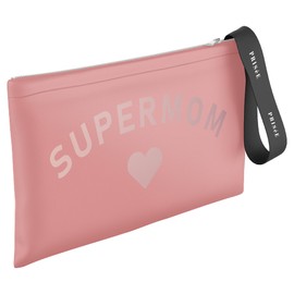 Super Mom Mum Clutch Bag, Rose Gold Gift for Mum, Travel Cosmetics Womens Makeup Bag, Birthday Bag Pouch Accessories (Pink)
