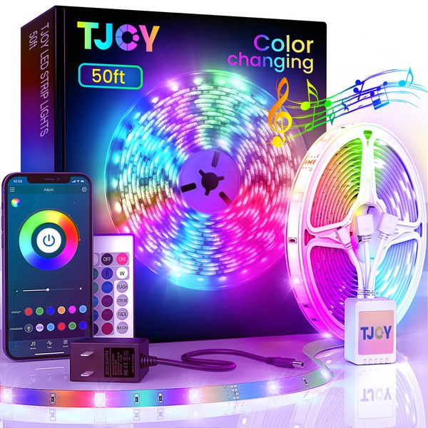 TJOY 50ft Bluetooth LED Strip Lights, Music Sync 5050 LED