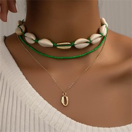 Puka Shell Necklace for Women Surfer Necklace Beaded Necklaces for Women Boho Seashell Necklace Multilayer Beach Necklace