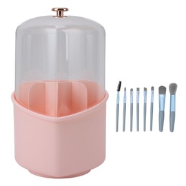 Heart Shape Makeup Brushes Storage Barrel, Large Capacity Organizer with 360 Degree Rotation, Exquisite Design,Makeup Brushes and Holder for Home Office Travel (Pink Case)