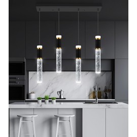 dolria 4-Lights Modern Crystal Chandeliers for Kitchen Island LED Dimmable Pendants Lighting Fixture LED Ceiling Light for Dining Room