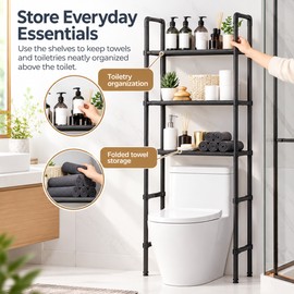 Iron Over-the-Toilet Storage Rack for Bathroom Organization – Standing Space-Saving Shelf for Toiletries & Essentials
