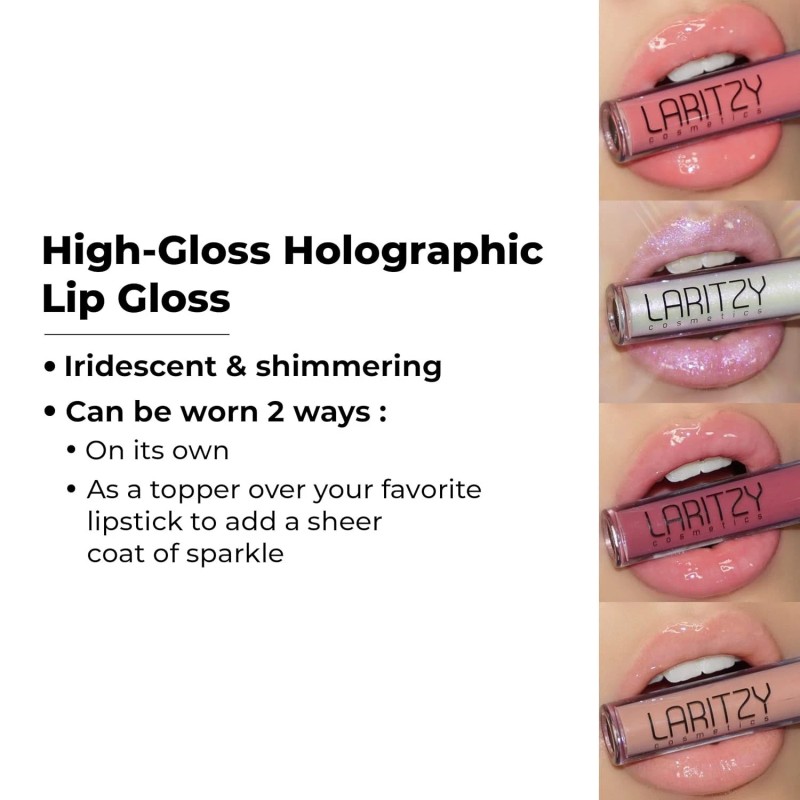 LARITZY Holographic Lip Gloss ~ OLD ROSE ~ Hydrating Topcoat