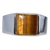 Gents Solid Sterling Silver Natural Tigers Eye Mens Signet Ring