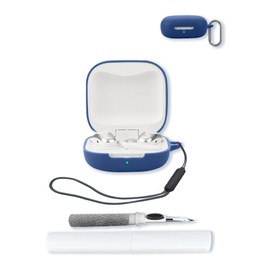 Case for SHOKZ OpenFit Air - Open-Ear Headphones,Soft Protective,BOVUGAC Silicone Case Cover with Keychain & Cleaning Kit & Lanyard for SHOKZ OpenFit Air Earbuds-Blue