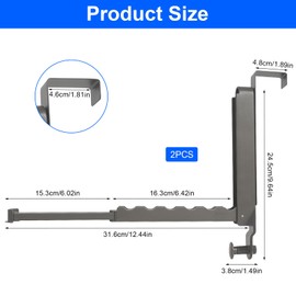GOSHIES Foldable Door Coat Rack, Pack of 2, Foldable Door Coat Hooks for 6 Hangers and Extendable Extensions, No Drilling, Foldable Clothes Hooks