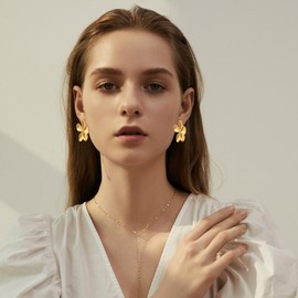 MAEXUS Earrings Gold, Flower Earrings, O Earrings Flower, Earrings Gold Large, Flower Earrings Gold, Women's and Girls' Jewellery, Sterling Silver