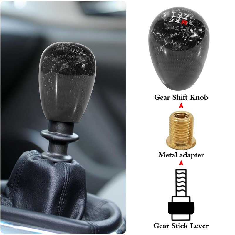 BLAKAYA Carbon Fiber Shift Knob Universal for Manual Cars 5