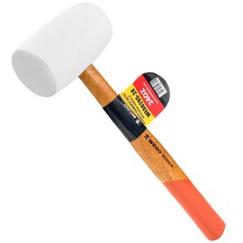 WEDO White Rubber Mallet, Rubber Hammer with Wooden Handle, 24 oz Anti-Slip Wooden Handle Double Face White Rubber Head Mallet, Length 331mm, Ideal for DIY, Tile Setting, Laminate Flooring Installs