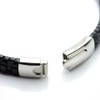 Silver One Leather Choker Men's Lattice Braided Locking Necklace, Black,