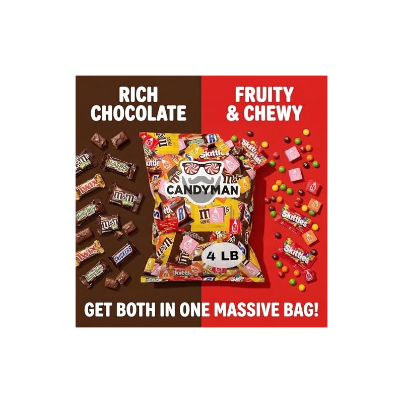 CANDYMAN Bulk Candy Variety Pack, 4 Pound Assorted Chocolate Candy