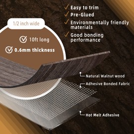 GSCIT Club Walnut Edge Banding, 1/2 inch x 10ft roll of Veneer Edge Banding -Pre-glued Flexible, Real Wood Tape Banding for Cabinet Repair Furniture Restoration