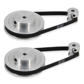 TUZUK 2 Piece Set GT2 Synchronous Wheel 20 and 80 Teeth 5mm Bore Aluminum Timing Belt Pulley with 2 Pieces Length, 250mm Width, 6mm Belt (20-80T-5B-6)