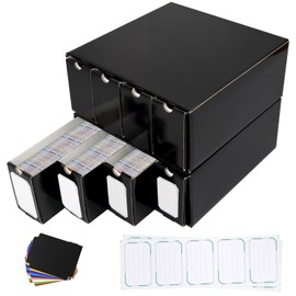 Trading Card Storage Box, 8-Pack • 600 Count Sports Card Storage Boxes, 4800+ Trading Card Organizer for Yu-Gi-Oh TCG, Glossy Black