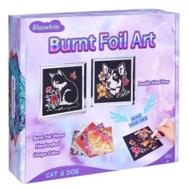 Blauwhim Burnt Foil Art Crafts Gifts for Kids, The Cat and Dog Design Foil Fun Craft Kits, Creative Arts and Crafts for Kids Ages 8-12 and Up, Girls Boys Fun Kits Projects Activities Birthday Gifts