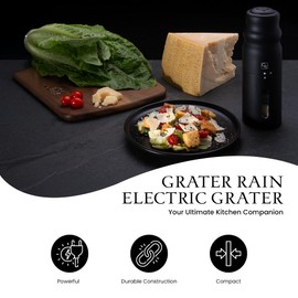 Grater Rain Cheese Grater, Heavy Duty Electrical Cheese Grater for Kitchen with 3 Interchangeable Blades, Dishwasher & Refrigerator Friendly Easy to Use Cheese Shredder
