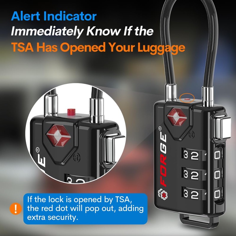 TSA Approved Cable Luggage Locks, 6 Pack, Easy Read Dials