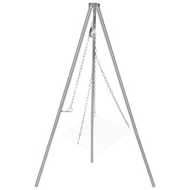 Lineslife Campfire Tripod for Cooking, 44 Inch Lightweight Stainless Steel Adjustable Camping Tripod with Chain, Portable Folding Stand for Grill Dutch Oven BBQ & Outdoor Camping - Carry Bag