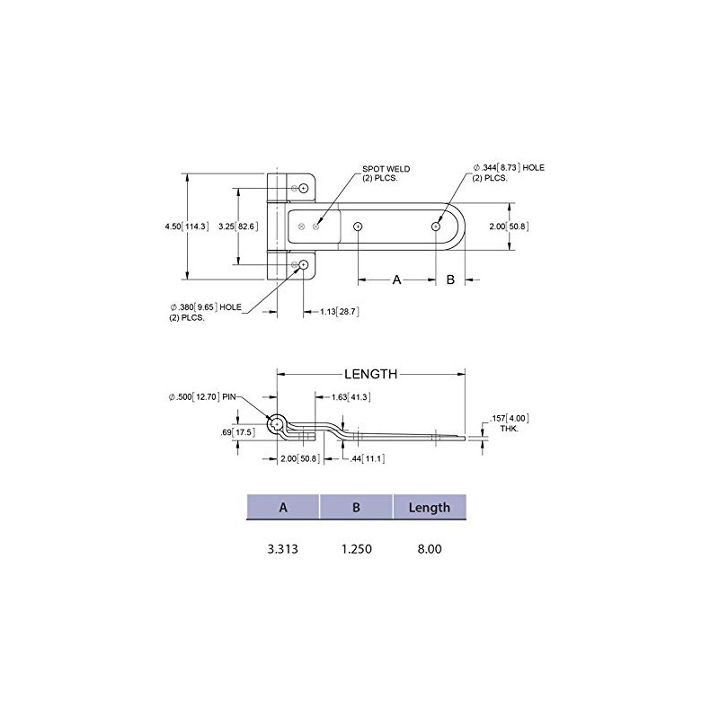 Trailer Door Hinge (SP-H308003) - Single