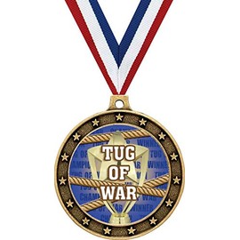 Tug of War Gold Medals - 2 1/2" Universe Star Tug of War Medal Awards 10 Pack