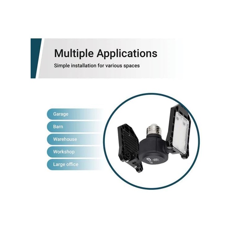 GT-Lite 3000 Lumen LED Garage Light, 300-Watt Equivalent, Adjustable 2-Panel