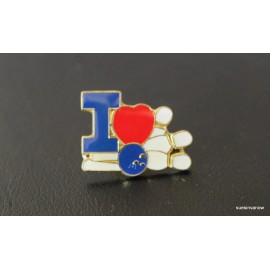 New I Love Bowling Heart Lapel Hat Pin Duckpins League Tack Bowl Lane Tenpin