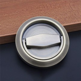 1PCS Recessed Door Handle, Recessed Sliding Door Handles Invisible Door Handle Cabinet Door Latch Handle Drawer Knobs Stainless Steel Cup Ring Finger Pull(Bronze)