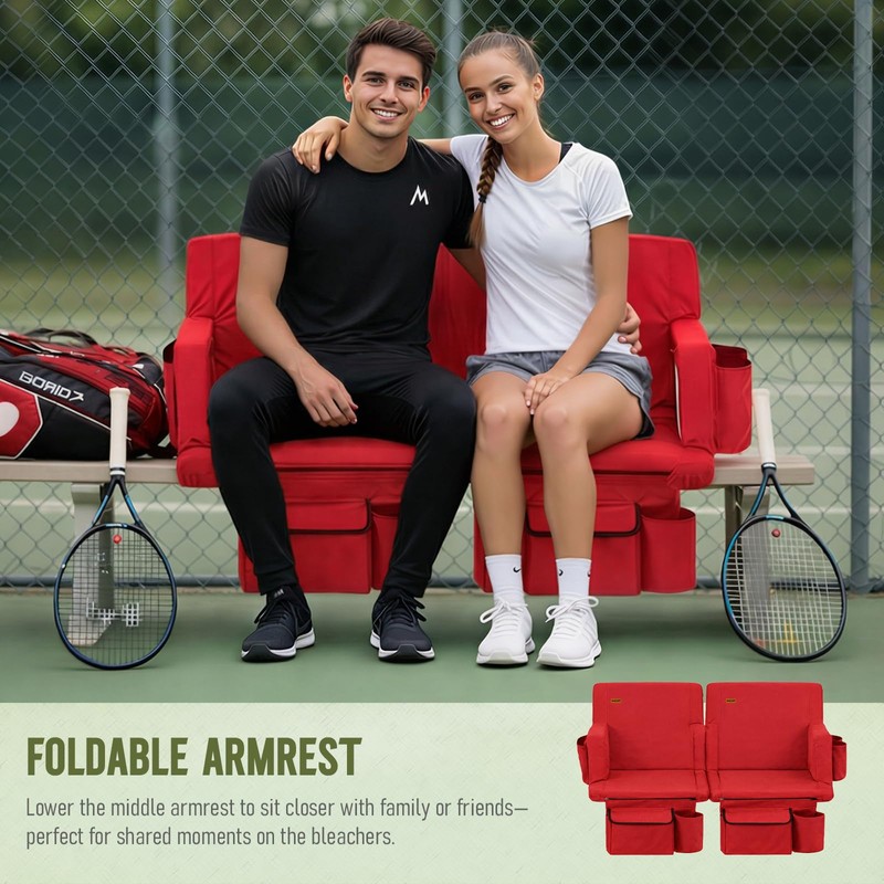 Overmont Stadium Seat with Back Support - 2.8'' Padded Cushion