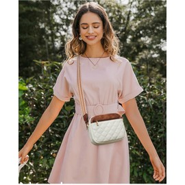 Mroede Quilted Crossbody Bags for Women 3-Pockets Crossbody Purses Vegan Leather Shoulder Handbags with Wide Strap