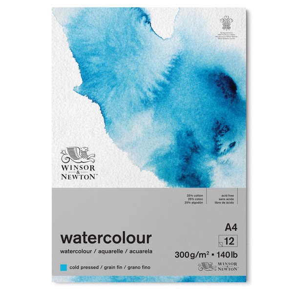 Winsor and Newton Watercolour Paper Pad, A4, 12 Sheets, 300