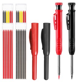 flintronic 8 Pack Carpenter Pencil Set with Finger Grip, Mechanical Carpenter Pencils with 24 Refills, Automatic Center Punch, Carbide Scribe Tool, Heavy Duty Construction Pencil for Architect