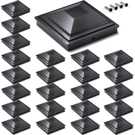 SIEDiNLAR 5x5 Post Caps Black 24 Pack, Fence Post Covers Outdoor Waterproof, Fits 4.5x4.5 5x5 Wood/Vinyl Posts for Deck Fence Mailbox Patio Decor