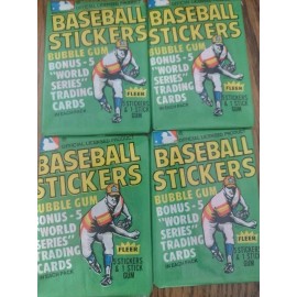 LOT OF 4 1980 Fleer Baseball Stickers Unopened Baseball Wax Packs