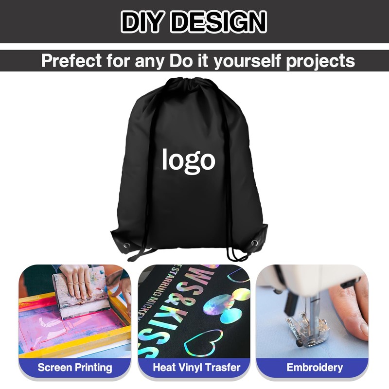 COIDEA Drawstring Backpack 6Pcs Drawstring Gym Bags Black Drawstring Bags