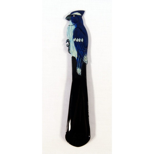 H&H Handpainted Blue Jay Bird Shoe Horn 10"