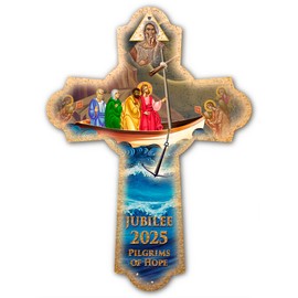 Fratelli Bonella Wandkreuz aus Holz, Vintage-Design, mit englischem Text, hergestellt in Italien