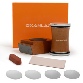 Oxanlare Knife Sharpener Tool Set, Rolling Knife Sharpening Tool Kits Magnetic 15° and 20° Angle Base for Kitchen Knives with Diamonds and Ceramic Discs Leather Strop Polishing Compound