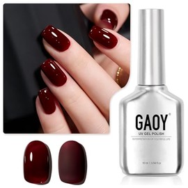 GAOY- Esmalte de uñas en gel rojo oscuro, 16 ml, esmalte en gel remojable, curado con luz ultravioleta para manicura casera.