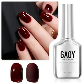 GAOY- Esmalte de uñas en gel rojo oscuro, 16 ml, esmalte en gel remojable, curado con luz ultravioleta para manicura casera.