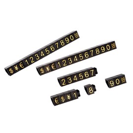sourcing map Adjustable Removable Mini Cube Price Tag Display Number Letter Price Label Stand Block Kit for Shop Counter Gold on Black,6.3x9mm,10 Sets