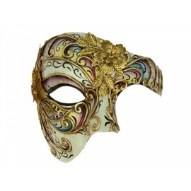 Men's Phantom of the Opera Gold Flower Venetian Masquerade Mask [Purple]
